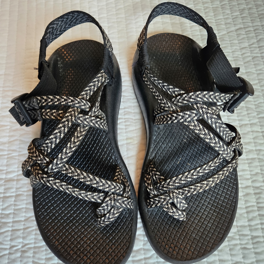 Chaco Black and Gray Strappy Sandals